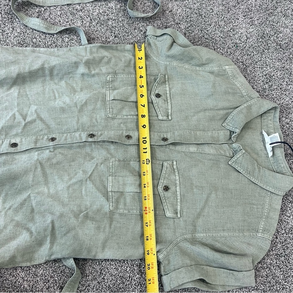 NWT Lucky Brand Green Linen Blend Button Front Shirt Dress Belted Women’s Size L - Picture 7 of 11